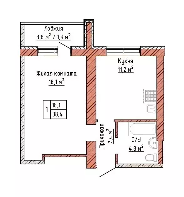 1-комнатная квартира: Самара, улица Александра Солженицына, 2 (38.4 м) - Фото 0