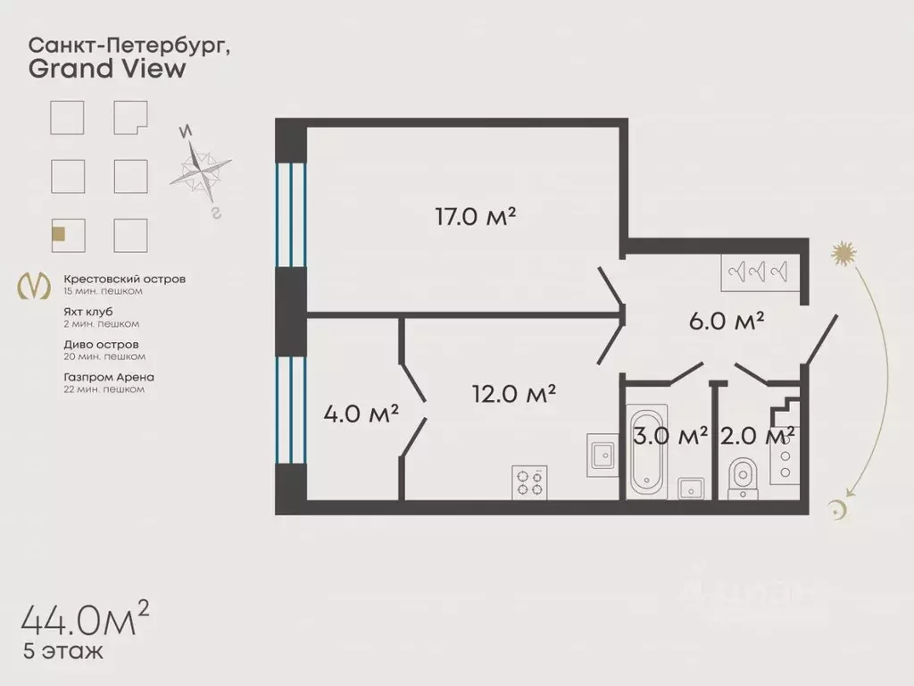 1-к кв. Санкт-Петербург Петровский просп., 28к2 (44.0 м) - Фото 2