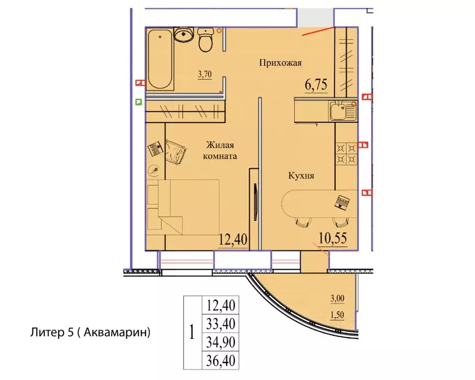 1-к кв. Ивановская область, Иваново Самоцветы мкр,  (36.4 м) - Фото 0