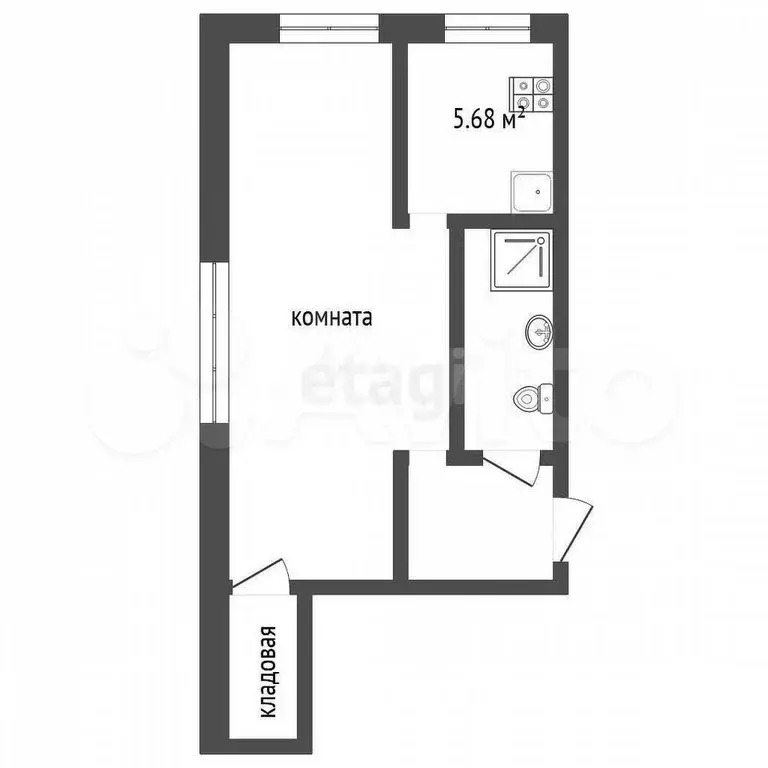 1-к. квартира, 30,3 м, 1/2 эт. - Фото 1