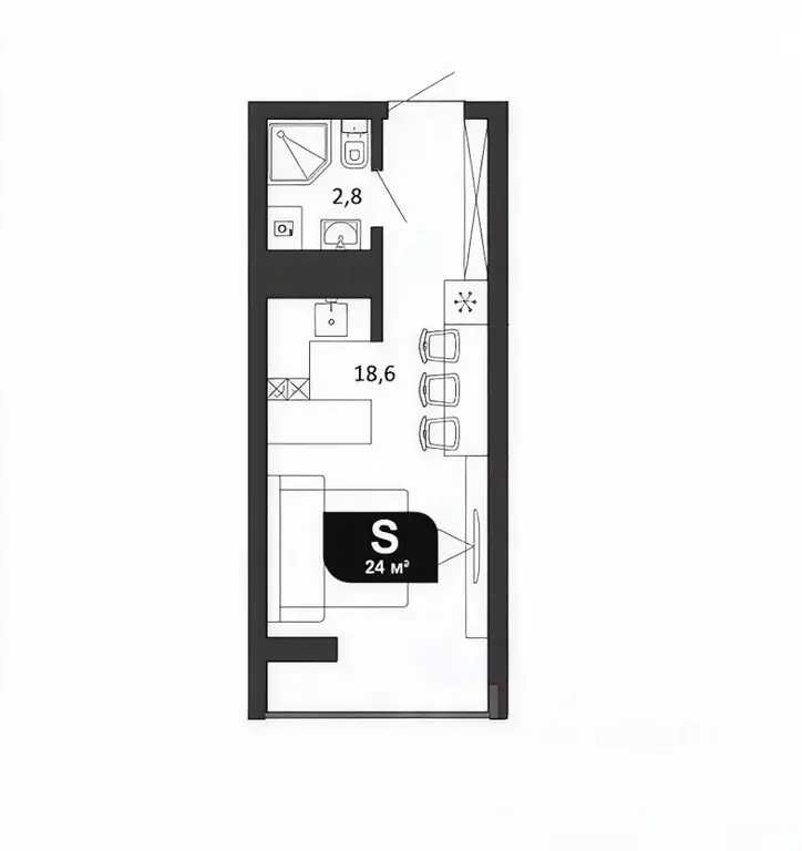 Студия Краснодарский край, Сочи Бытха мкр, ул. Ясногорская, 16/6к5 ... - Фото 1