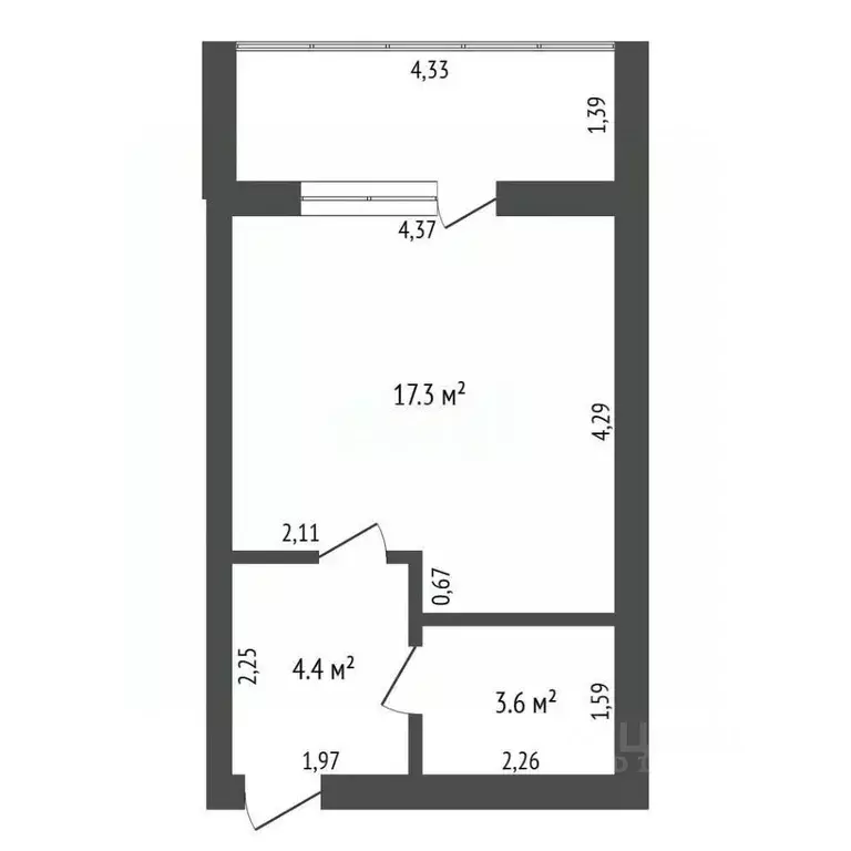 Студия Амурская область, Благовещенск Загородная ул., 40 (25.3 м) - Фото 2