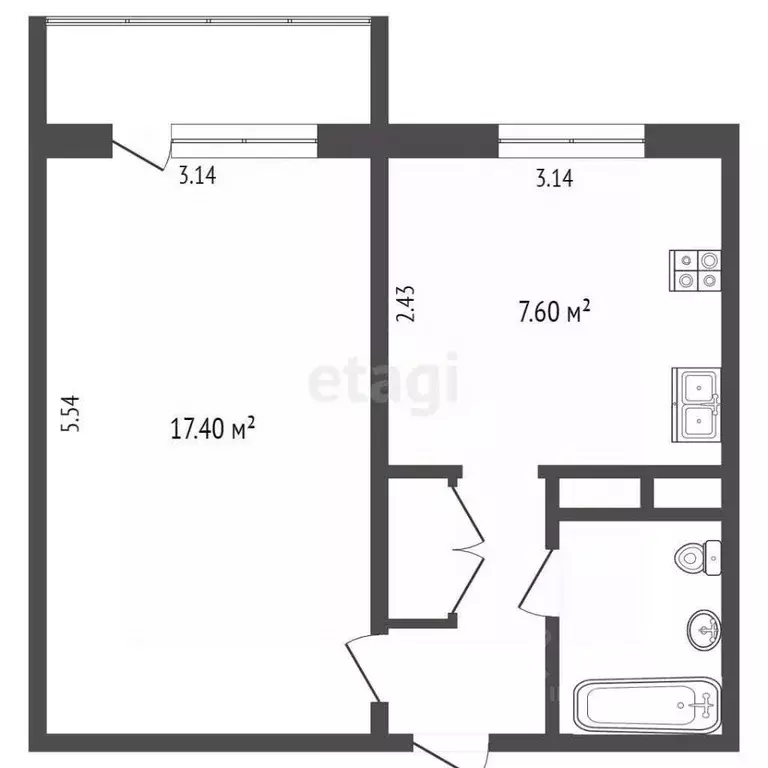1-к кв. Ямало-Ненецкий АО, Муравленко ул. 70 лет Октября, 1 (34.1 м) - Фото 2