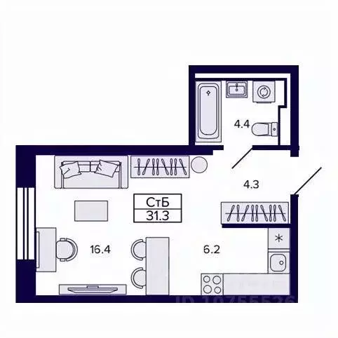 Студия Хабаровский край, Хабаровск ул. Карла Маркса, 96/1 (31.36 м) - Фото 0