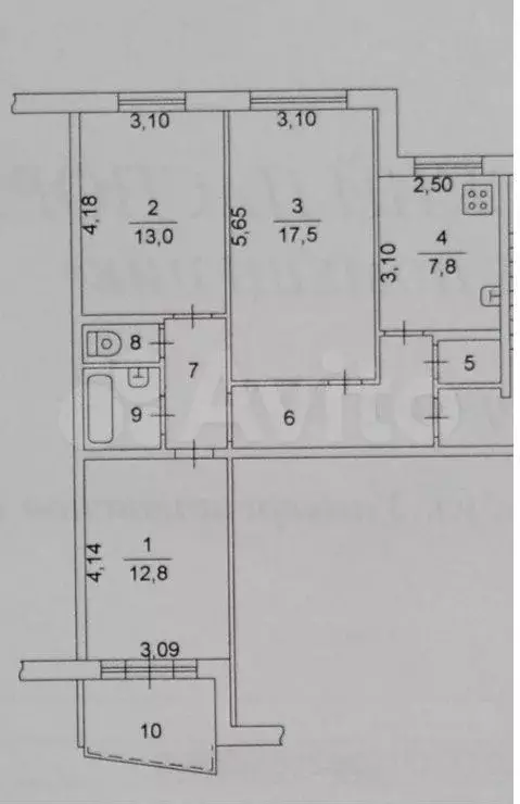 3-к. квартира, 66,9 м, 2/10 эт. - Фото 0