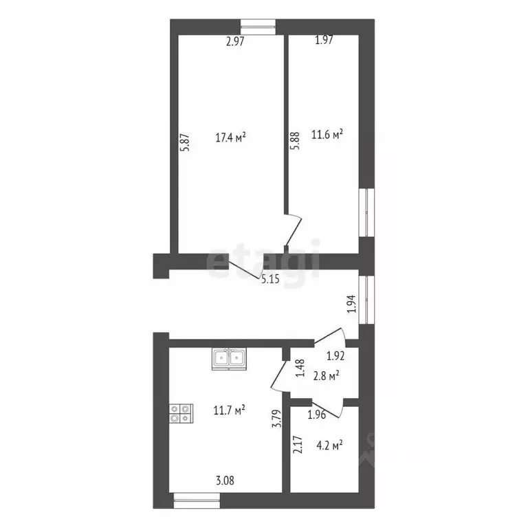 Комната Санкт-Петербург Свеаборгская ул., 8 (31.0 м) - Фото 1