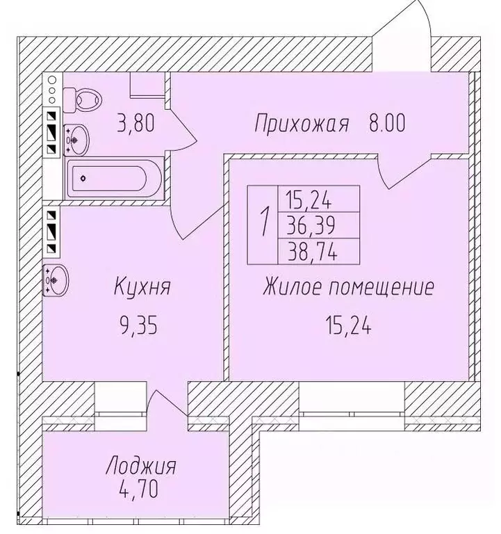 1-к кв. Белгородская область, Старый Оскол Степной мкр,  (38.74 м) - Фото 0