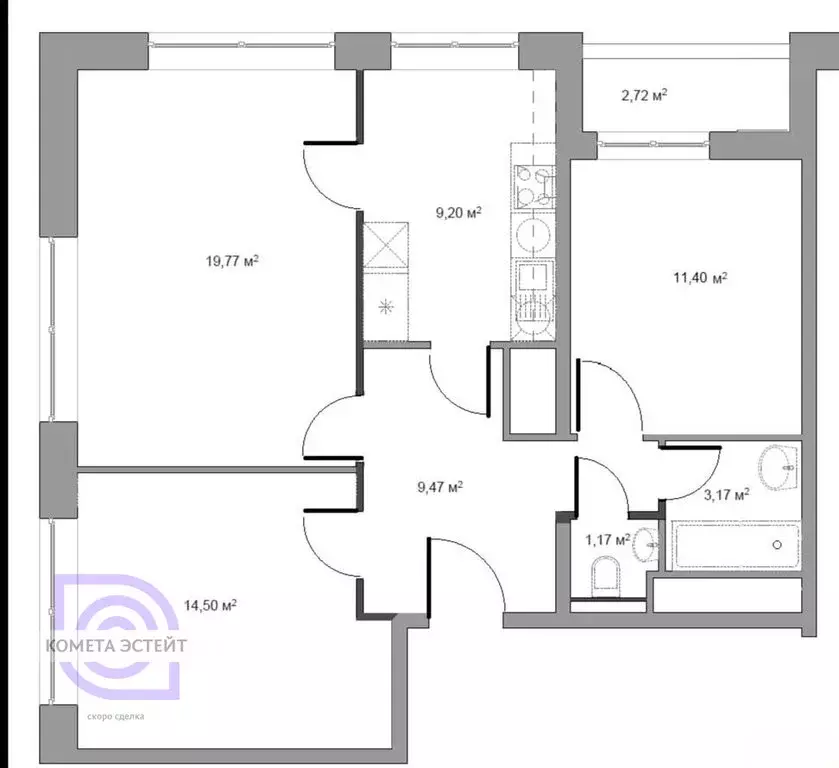 3-комнатная квартира: Люберцы, улица Кирова, 12к2 (71 м) - Фото 2