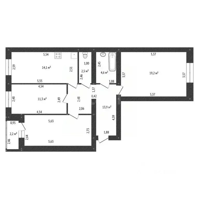 3-к кв. Башкортостан, Уфа ул. Геологов, 53 (86.0 м) - Фото 2