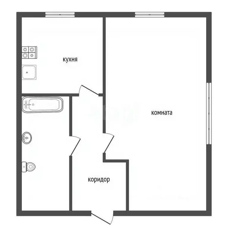 1-к кв. Воронежская область, Воронеж ул. Героев Сибиряков, 53 (29.6 м) - Фото 2