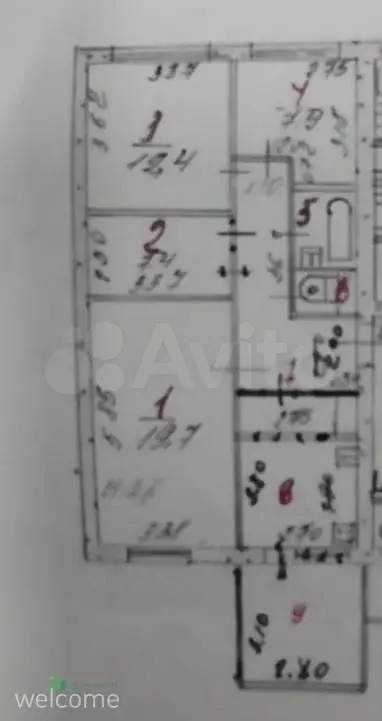 4-к. квартира, 79,1 м, 2/9 эт. - Фото 0