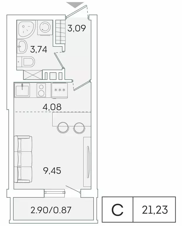 1-комнатная квартира: Мурино, Екатерининская улица, 11 (20.4 м) - Фото 0