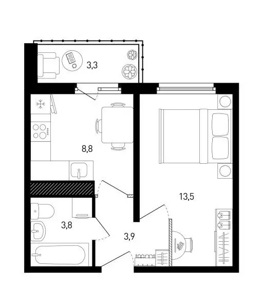 1-комнатная квартира: Ростов-на-Дону, улица Ерёменко, 110/1с3 (31.6 м) - Фото 0