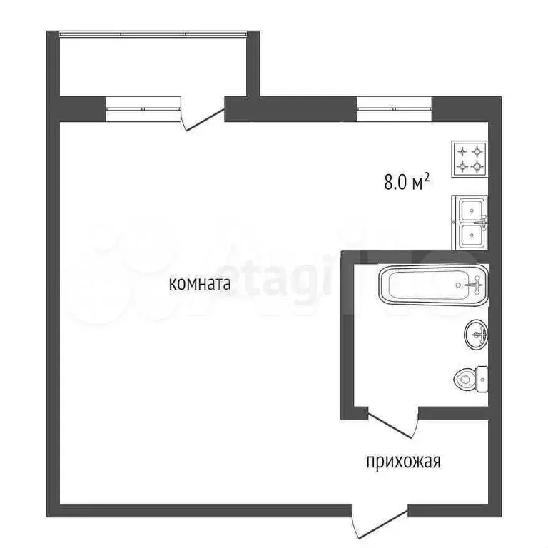 Квартира-студия, 28,4 м, 3/5 эт. - Фото 0