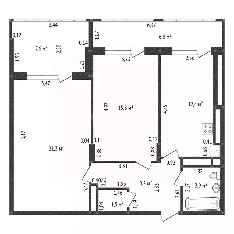 2-к кв. Башкортостан, Уфа Комсомольская ул., 156/1 (70.3 м) - Фото 2