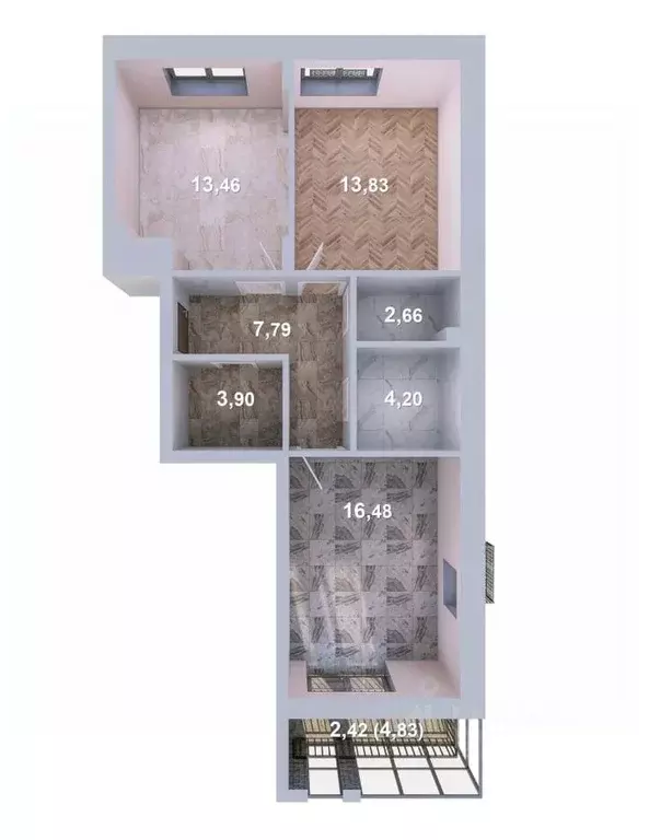 2-к кв. Татарстан, Казань ул. Ярдем, 3 (62.1 м) - Фото 2