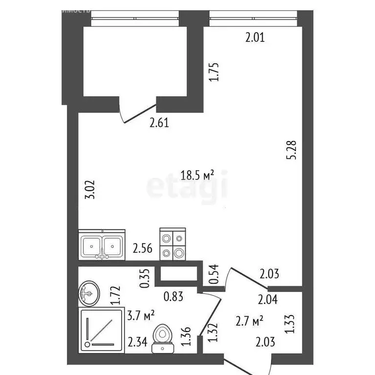 Квартира-студия: посёлок Шушары, улица Нины Петровой, 6к3 (24.9 м) - Фото 0
