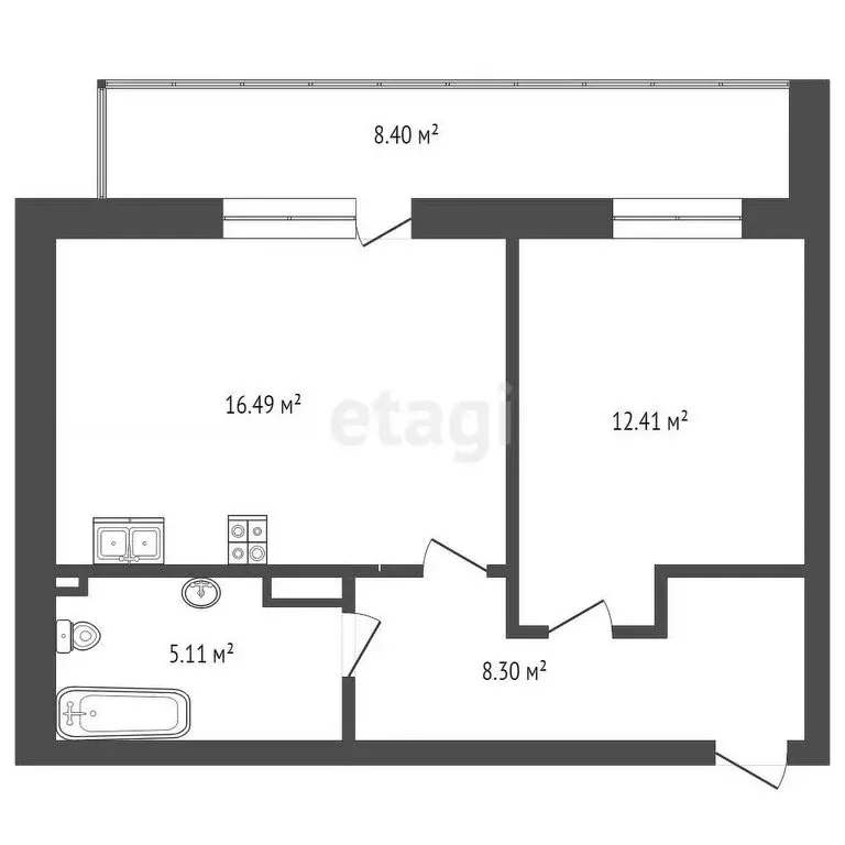 2-комнатная квартира: Сухой Лог, улица Белинского, 40 (41.8 м) - Фото 0