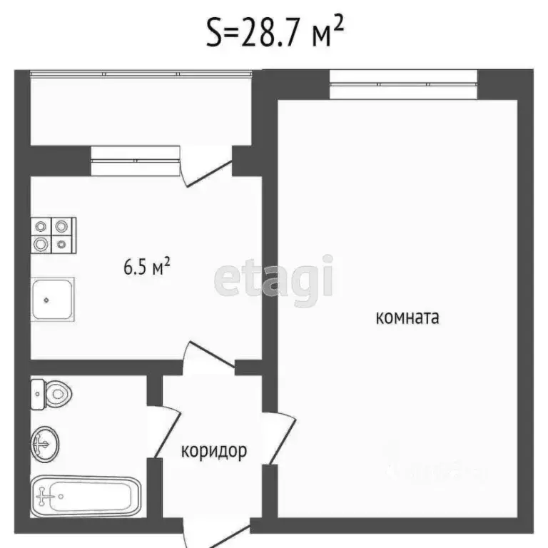 1-к кв. Коми, Усинск Молодежная ул., 28 (30.6 м) - Фото 1