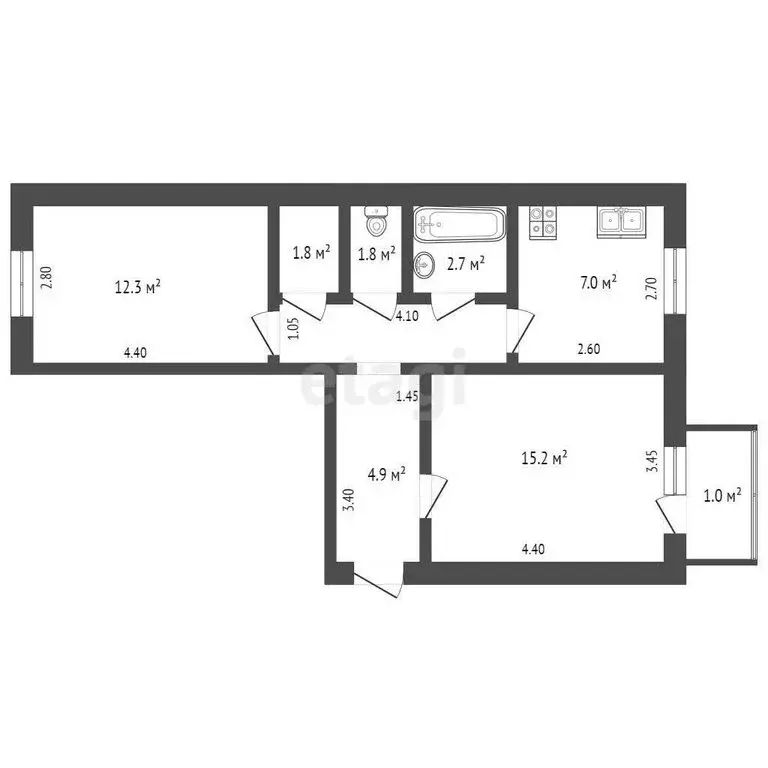 2-комнатная квартира: Орджоникидзе, улица Нахимова, 12 (50 м) - Фото 1