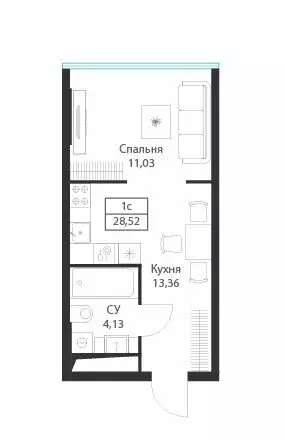 Квартира-студия: Москва, улица Академика Ильюшина, 21с5 (28.52 м) - Фото 0