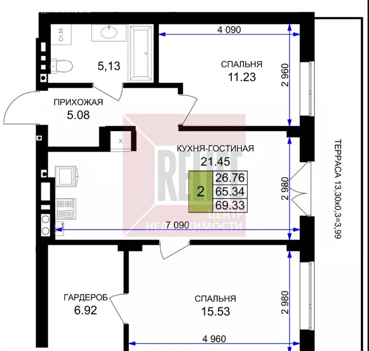 2-комнатная квартира: Гурьевск, жилой комплекс Включи (70 м) - Фото 1