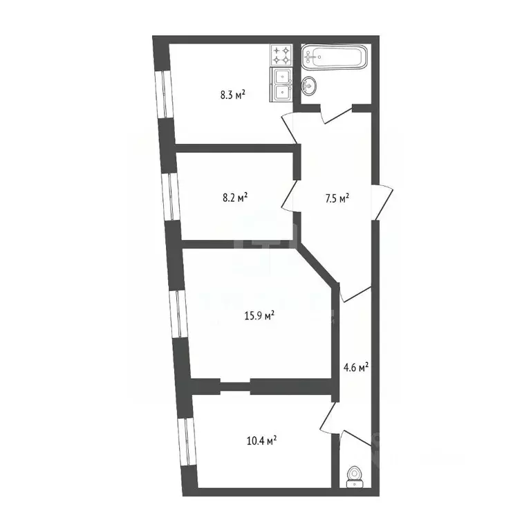 3-к кв. Санкт-Петербург Миллионная ул., 23 (56.9 м) - Фото 1
