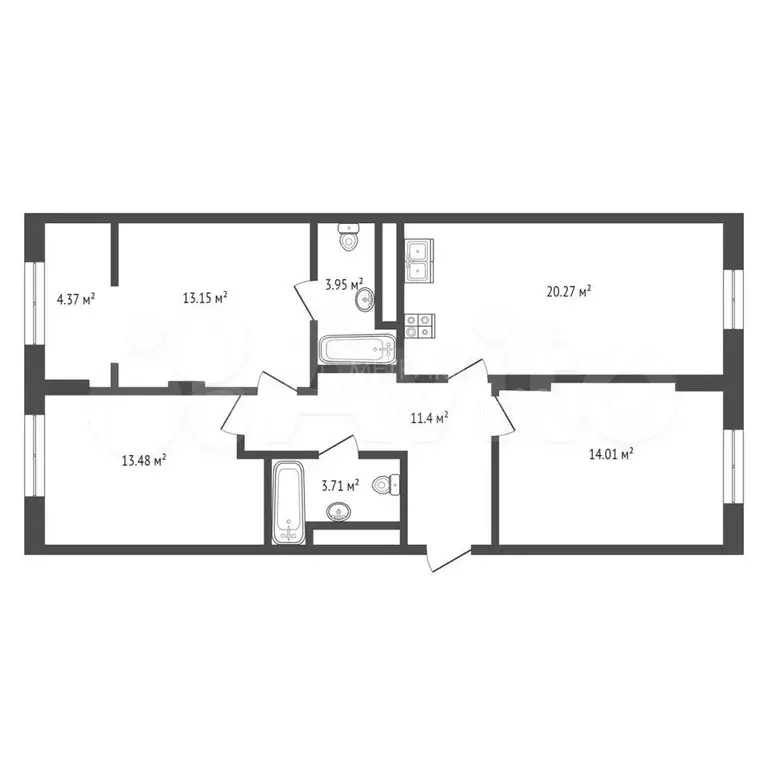 3-к. квартира, 85 м, 5/9 эт. - Фото 0