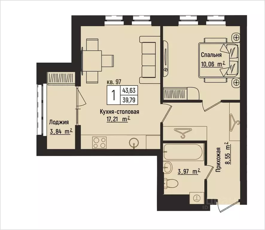 1-к кв. Нижегородская область, Нижний Новгород Литературная ул., 5 ... - Фото 1