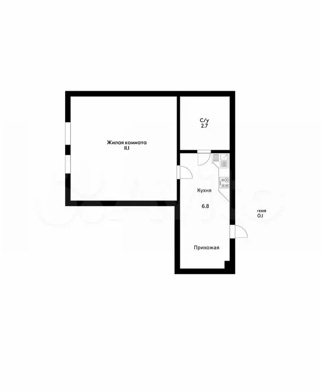1-к. квартира, 20,6 м, 2/2 эт. - Фото 0