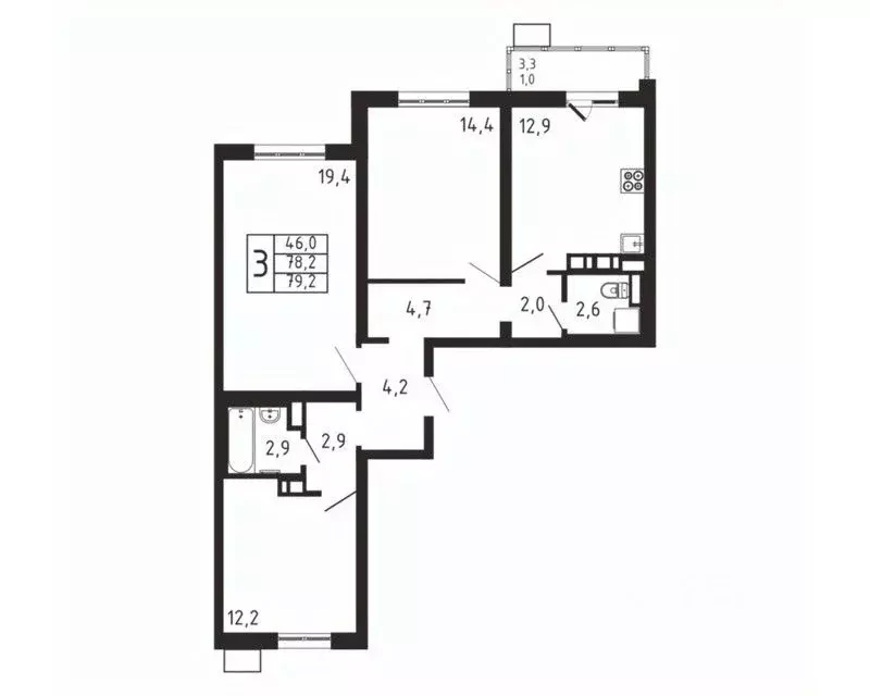 3-к кв. Московская область, Мытищи городской округ, д. Пирогово ... - Фото 1