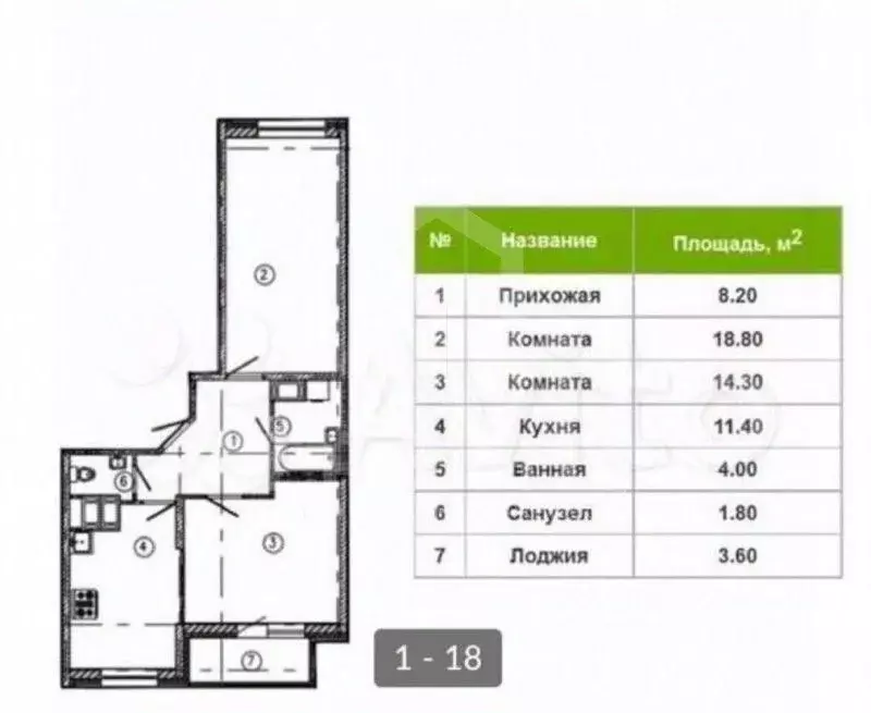 2-к кв. Санкт-Петербург ул. Русановская, 19к3 (57.6 м) - Фото 2