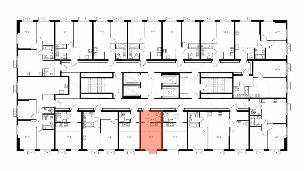 Квартира-студия, 19,9 м, 13/33 эт. - Фото 1