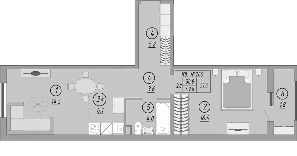 2-комнатная квартира: Оренбург, улица Автомобилистов, 15 (51.7 м) - Фото 0