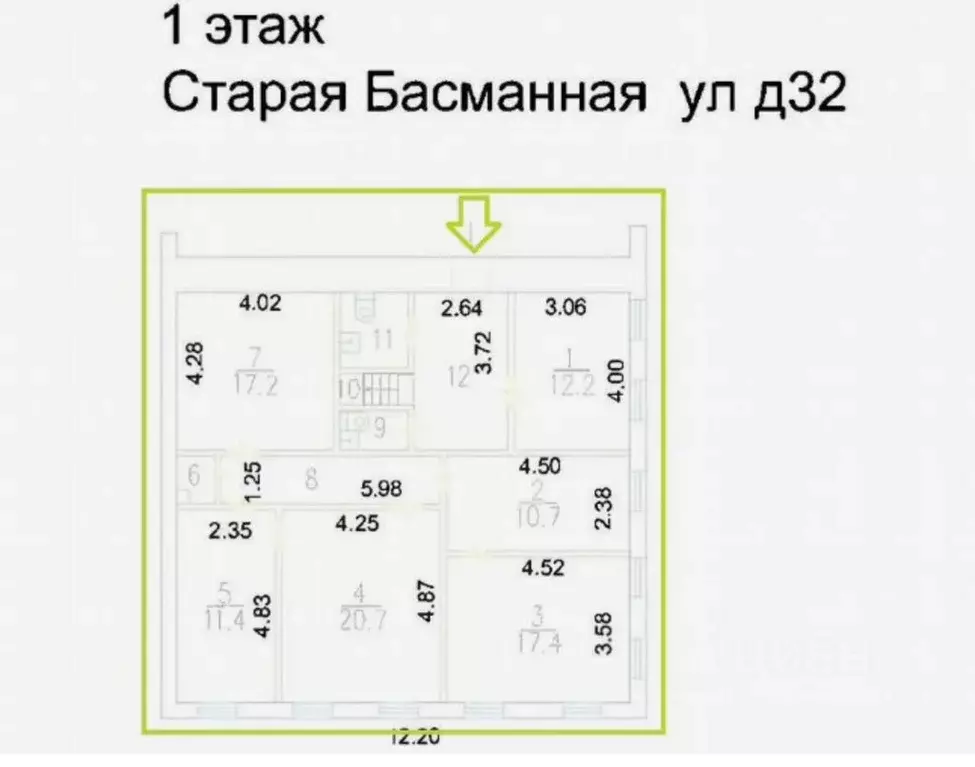 Помещение свободного назначения в Москва Старая Басманная ул., 32 (311 ... - Фото 2