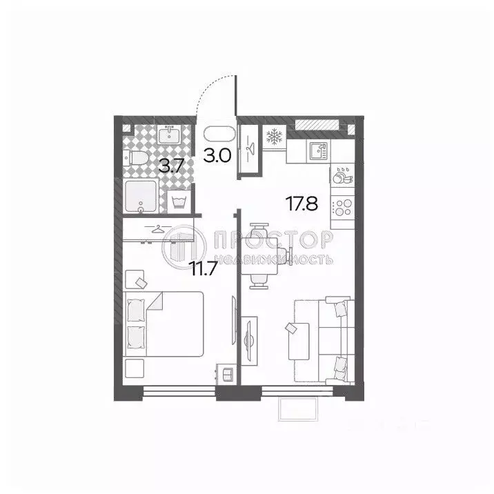 2-к кв. Москва ул. Юлиана Семенова, 8к2 (36.2 м) - Фото 2