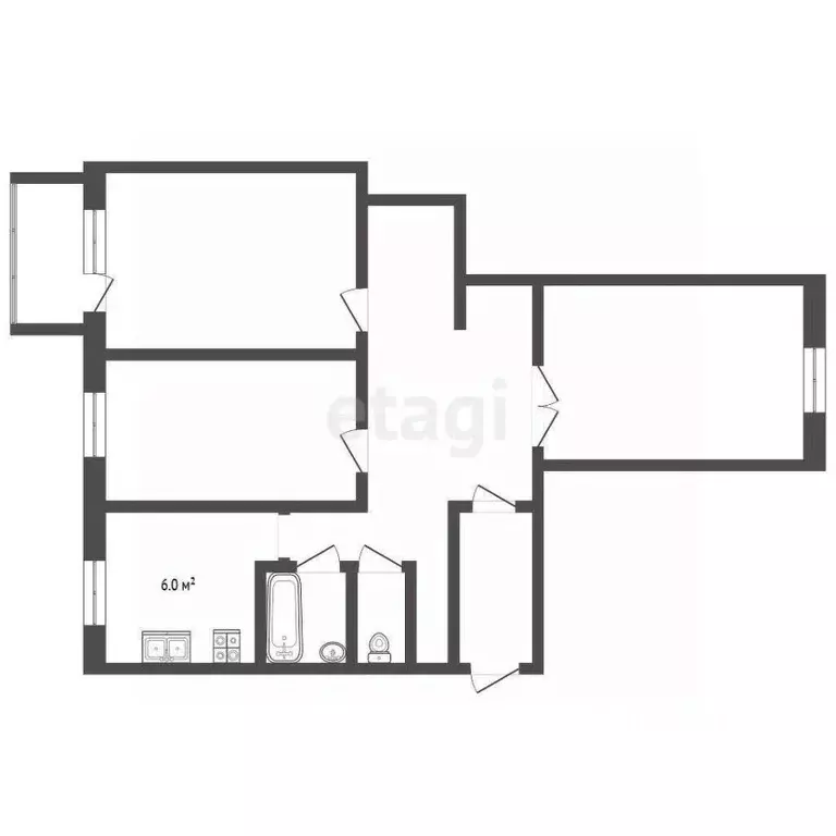 3-к кв. Архангельская область, Архангельск проезд Приорова, 5 (60.3 м) - Фото 2