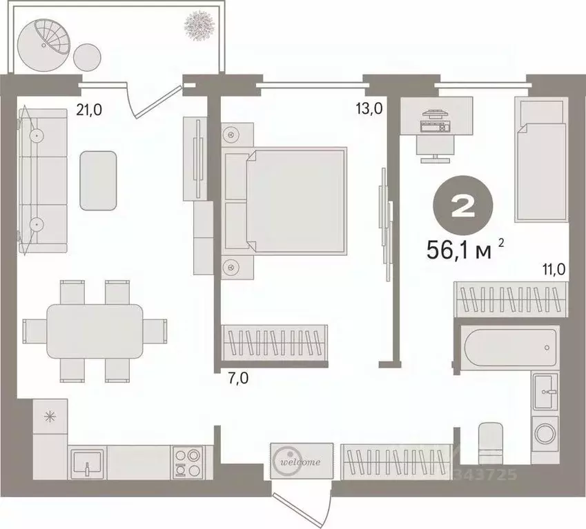 2-к кв. Свердловская область, Екатеринбург просп. Академика Сахарова, ... - Фото 2