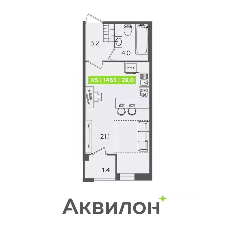 Студия Санкт-Петербург Планерная ул., 87к1 (29.0 м) - Фото 0