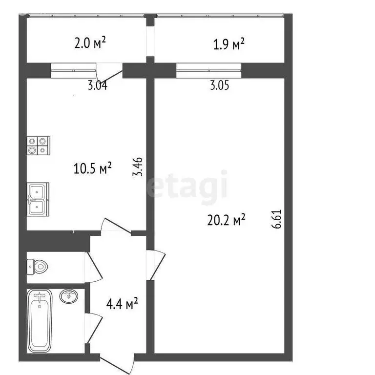 1-комнатная квартира: Псков, улица Крупской, 24 (38.9 м) - Фото 1