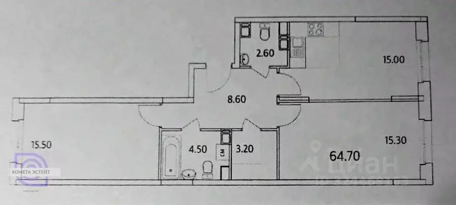 2-к кв. Московская область, Люберцы ул. Солнечная, 2 (64.7 м) - Фото 1