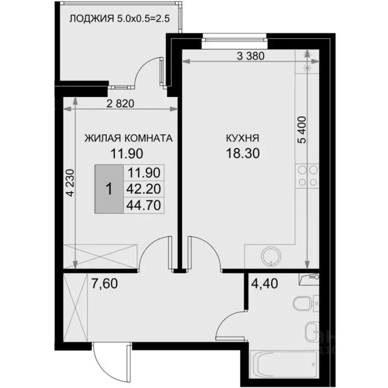 1-к кв. Краснодарский край, Динской район, Южно-Кубанское с/пос, пос. ... - Фото 1