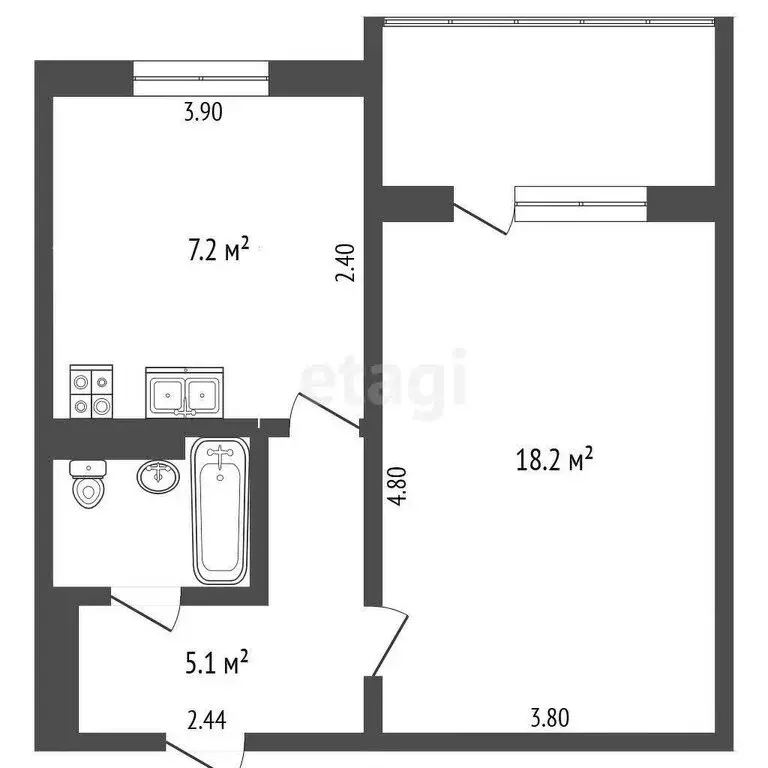 1-комнатная квартира: Костомукша, улица Героев, 11 (34 м) - Фото 1