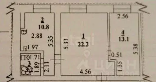 2-к кв. Липецкая область, Лебедянь Первомайская ул., 13 (49.3 м) - Фото 1