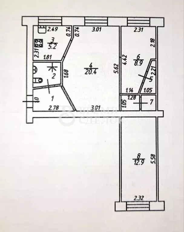 3-к кв. Владимирская область, Владимир ул. Мира, 27 (55.9 м) - Фото 2