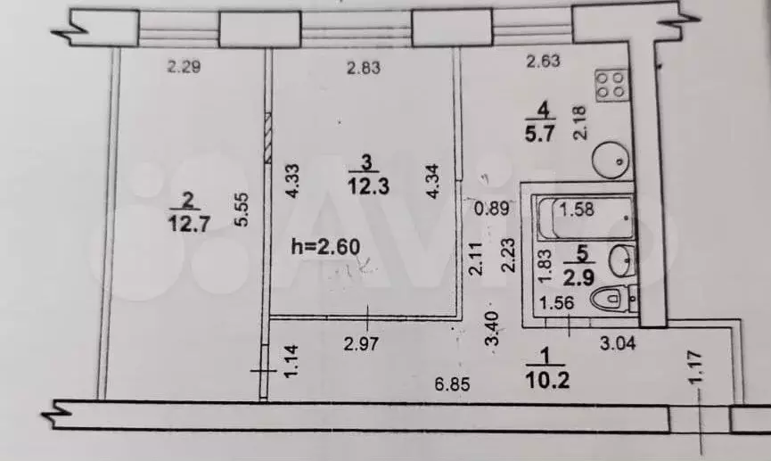 2-к. квартира, 44 м, 1/5 эт. - Фото 0