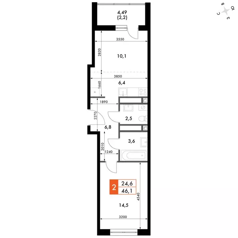 2-комнатная квартира: Зеленодольский район, Октябрьское сельское ... - Фото 1