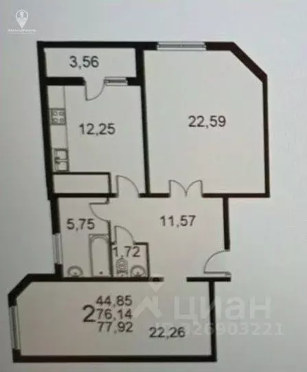 2-к кв. Рязанская область, Рязань Славянский просп., 12 (75.9 м) - Фото 2