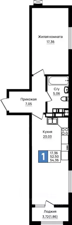 1-к кв. Краснодарский край, Новороссийск 5-я Бригада мкр,  (54.36 м) - Фото 0