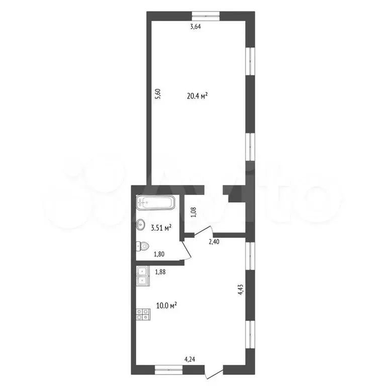 1-к. квартира, 47 м, 2/4 эт. - Фото 0